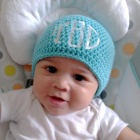 Personalized Baby Hat Monogram Baby Crochet Baby Hat