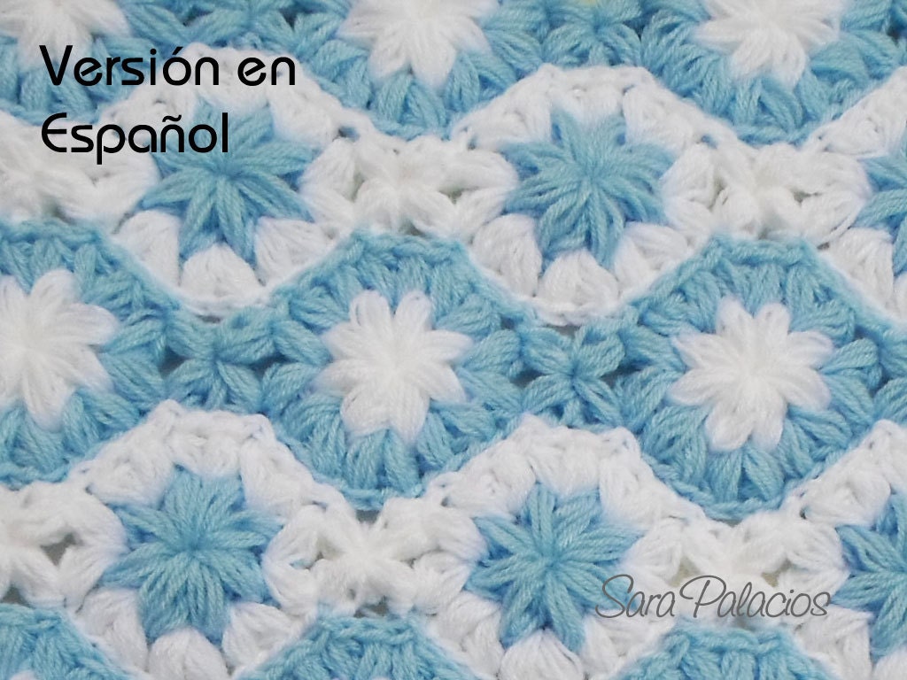Crochet Baby Blanket Pattern. SPANISH VERSION. Stars on