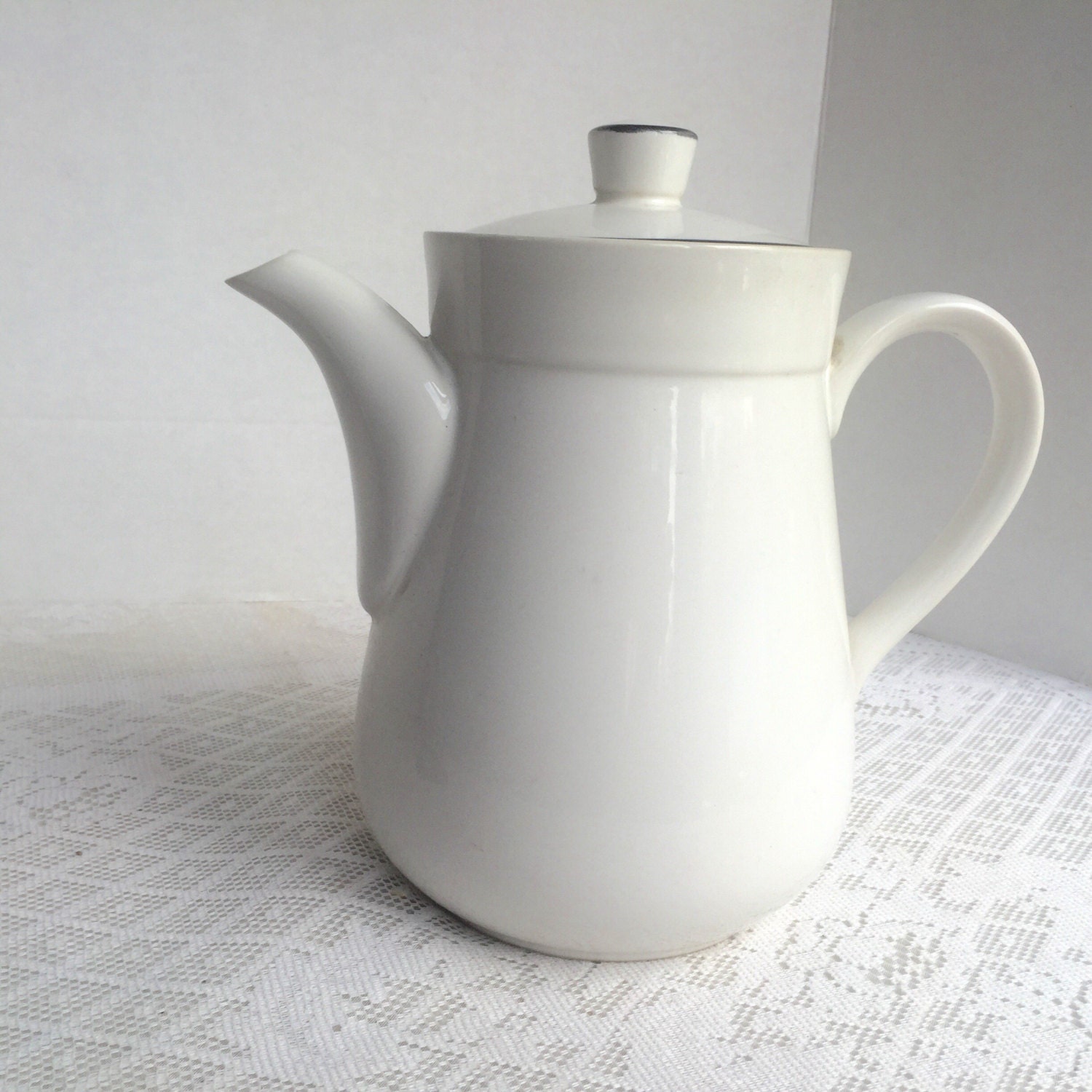 Vintage Stoneware Coffee Pot / Royal Prestige Blackwood White
