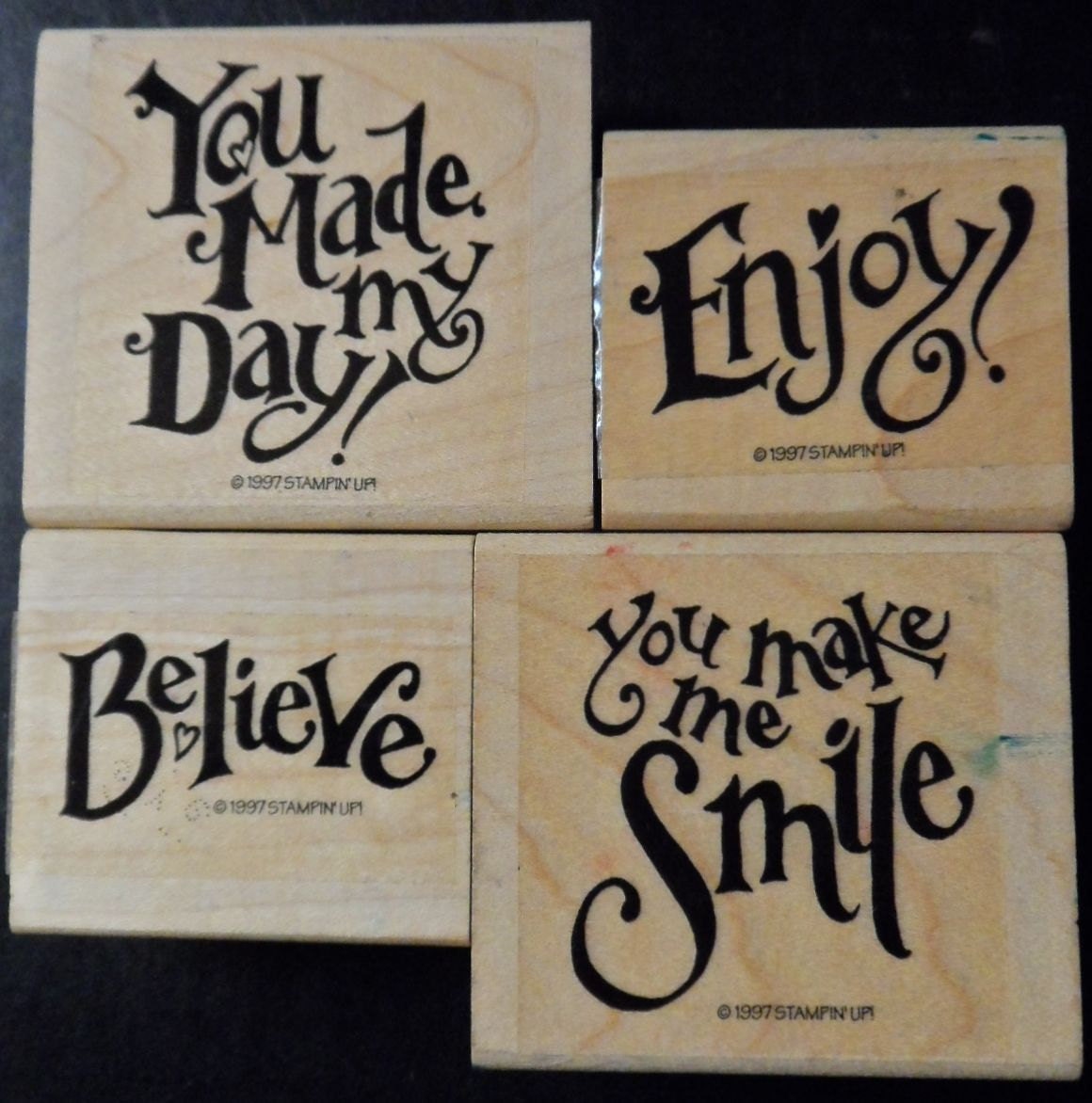 Rubber Stamp Lot 4 Four Words Phrases Believe.Enjoy You Made