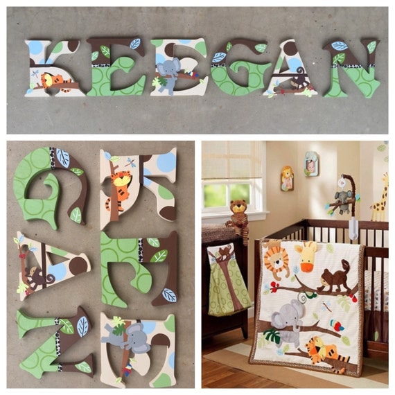 Items similar to Safari Wooden Letters, Animal Woodel Letters, Safari