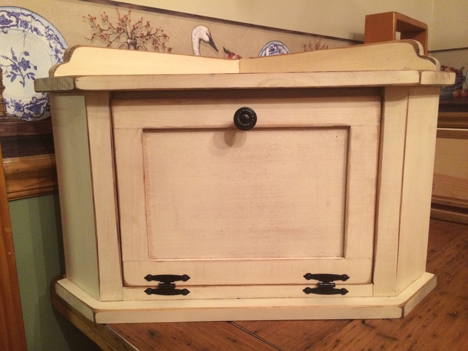 Bread Box Corner Large with Shelf FREE SHIPPING Shabby