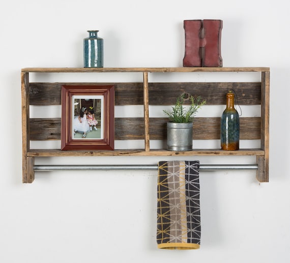 Reclaimed wood bathroom shelf