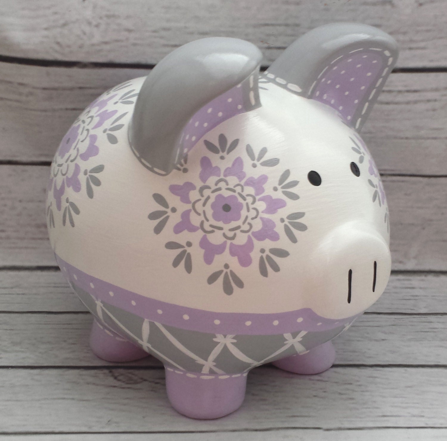 Artisan Hand Painted Ceramic Personalized Piggy By Alphadorable