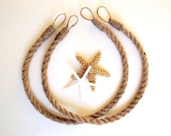 TWO Rope Curtain Tie Backs Nautical Beach Jute tie back Beach Rustic Coastal tiebacks Boat Ocean Sea Decor Lake House window treatment