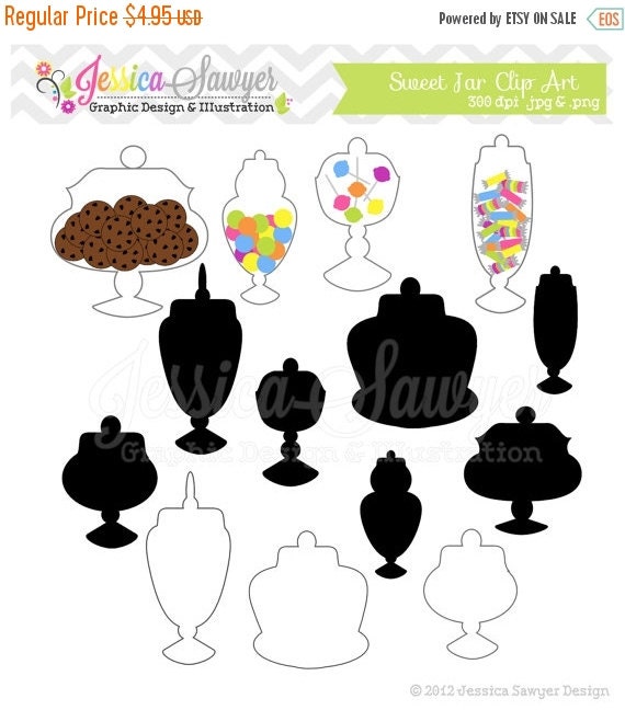 80% OFF - INSTANT DOWNLOAD, sweet candy jars clip art - alchemy jar clipart - vintage silhouette - cookie graphic - commercial use Il_570xn