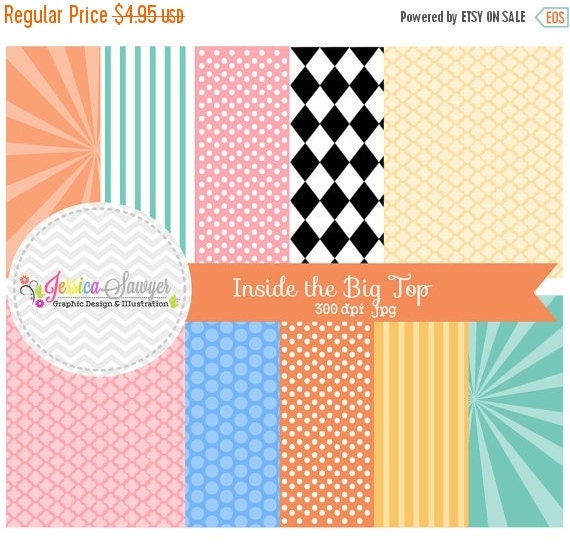80% OFF - INSTANT DOWNLOAD, , circus digital paper, circus backgrounds, for commercial use, scrapbooking, invitations Il_570xn