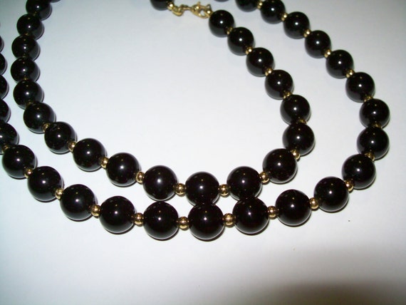 Vintage Monet black and gold bead necklace
