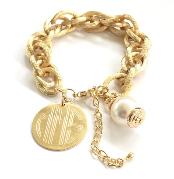 Monogram Gold and Pearl Bracelet