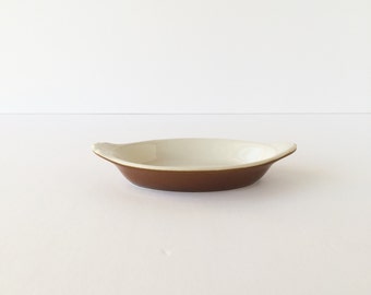 Vintage Hall China 528 Au Gratin Dish, Brown Mid Century Restaurant Baking Dish, 1960s Brown Oval Baking Dish, Oven to Table Dish