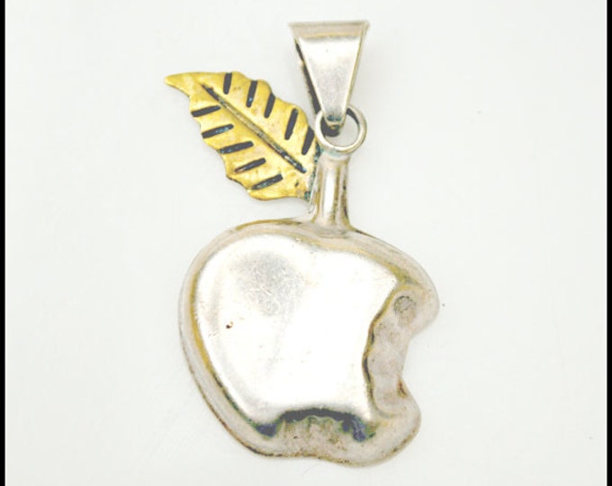 Sterling Silver Brass Apple Pendant Mexico