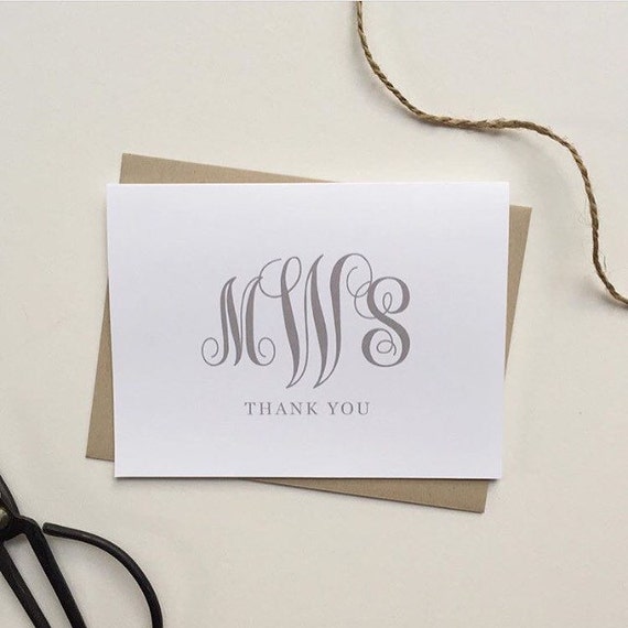 Monogrammed Thank You Cards by The Simple Perks by TheSimplePerks