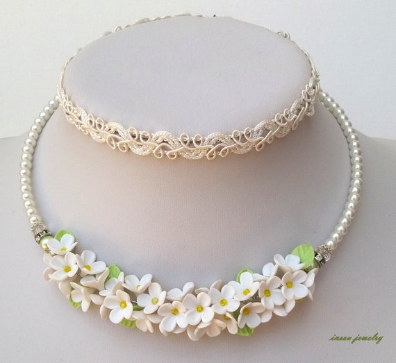 white flower wedding necklace wedding jewelry flower jewelry white jewelry set by insoujewelry white flower wedding necklace wedding jewelry flower jewelry white jewelry set by insoujewelry