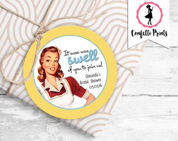Retro Housewife Bridal Shower Favor Tag | 50s Housewife | 1950s | Kitchen Bridal Shower | Printable Favor Tag | Favor Label - GOSSIP GIRLS Il_570xn