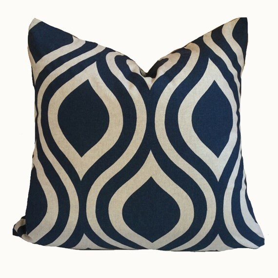 Items similar to Decorative Emily Indigo Laken Euro Sham Pillow Cover
