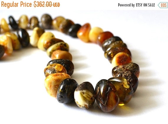 Large Baltic Amber Necklace For Women - 21 Inch Genuine Amber Beads, Certified Healing Stone