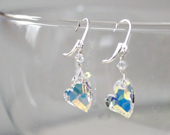 Romantic Gifts,For Her,For Girlfriend,Swarovski,Heart Crystal,Earrings,Anniversary Gift,For Wife,April Birthstone,For Woman,Unique,Gift