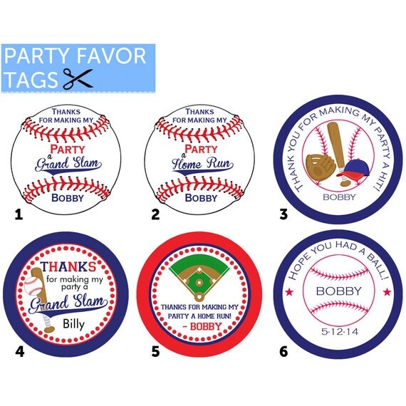 Baseball Favor Tags Baseball Party Favor Tags by PartyPeanut