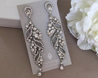 Bridal chandelier earrings, wedding jewelry, rhinestone chandelier earrings, bridal jewelry, Crystal earrings wedding earrings
