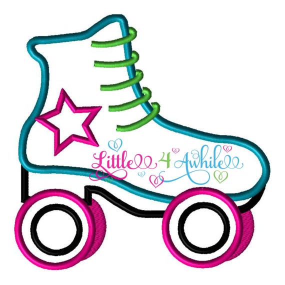 Roller Skate Applique Embroidery Design Instant by Little4Awhile