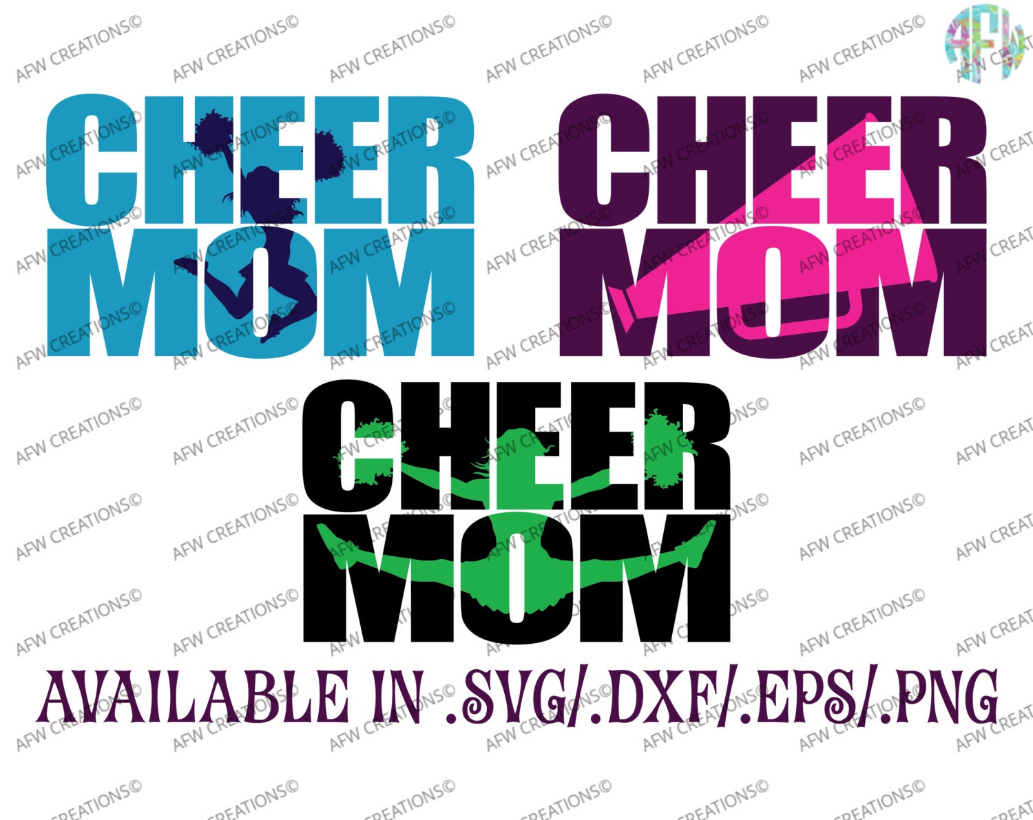 Download Digital Cut File, Cheer Mom Set #1, SVG, DXF, EPS, Sports ...