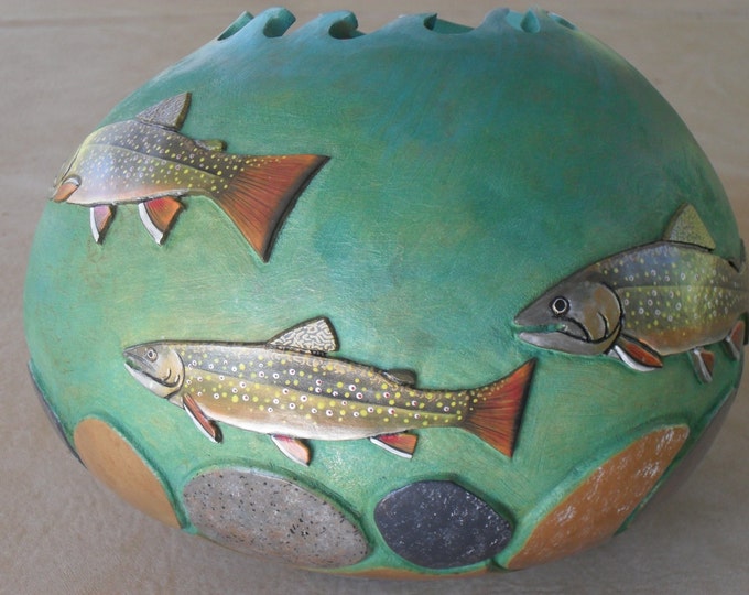 Brook Trout Gourd OOAK