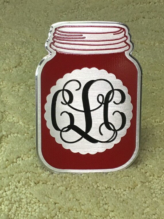 Mason jar hitch cover with monogram