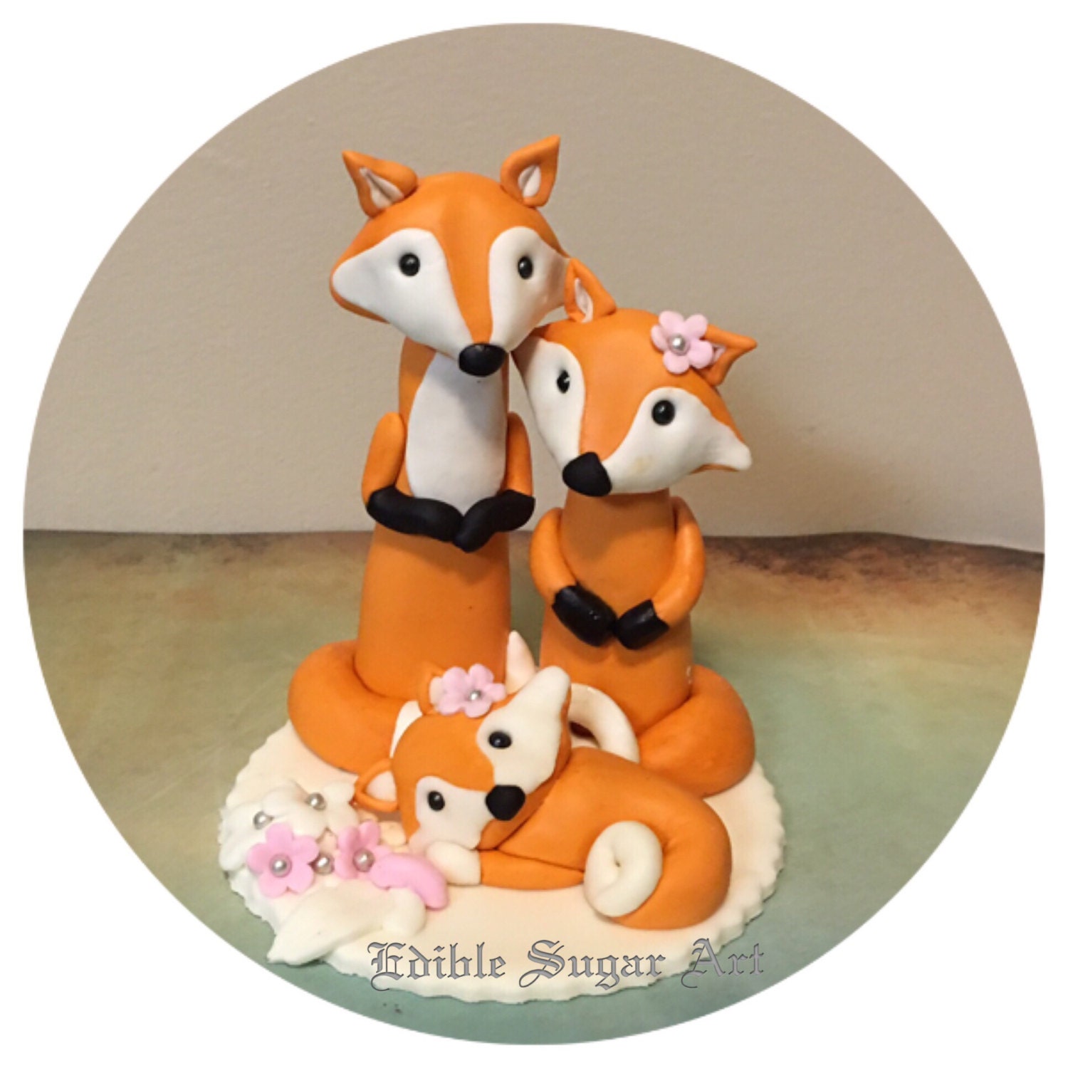 WOODLAND FOX BABY Shower Fondant Cake Topper by EdibleSugarArt