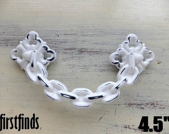 White Handle Chain Swing Shabby Chic Furniture Painted Cabinet Cupboard Dresser Drawer Pulls Hardware 4.5inch ITEM DETAILS BELOW