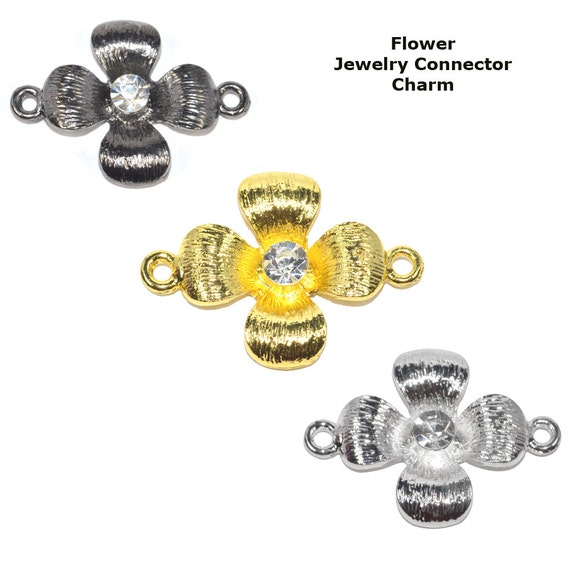 Beautiful four Petal Flower Jewelry Charm Beads Connector