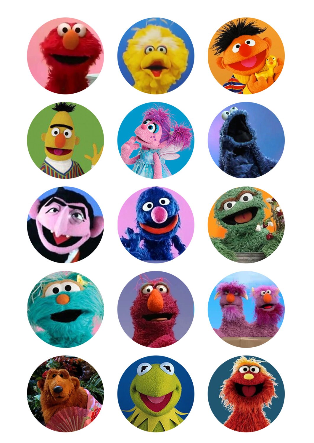Sesame Street cupcake toppers stickers favor tags digital