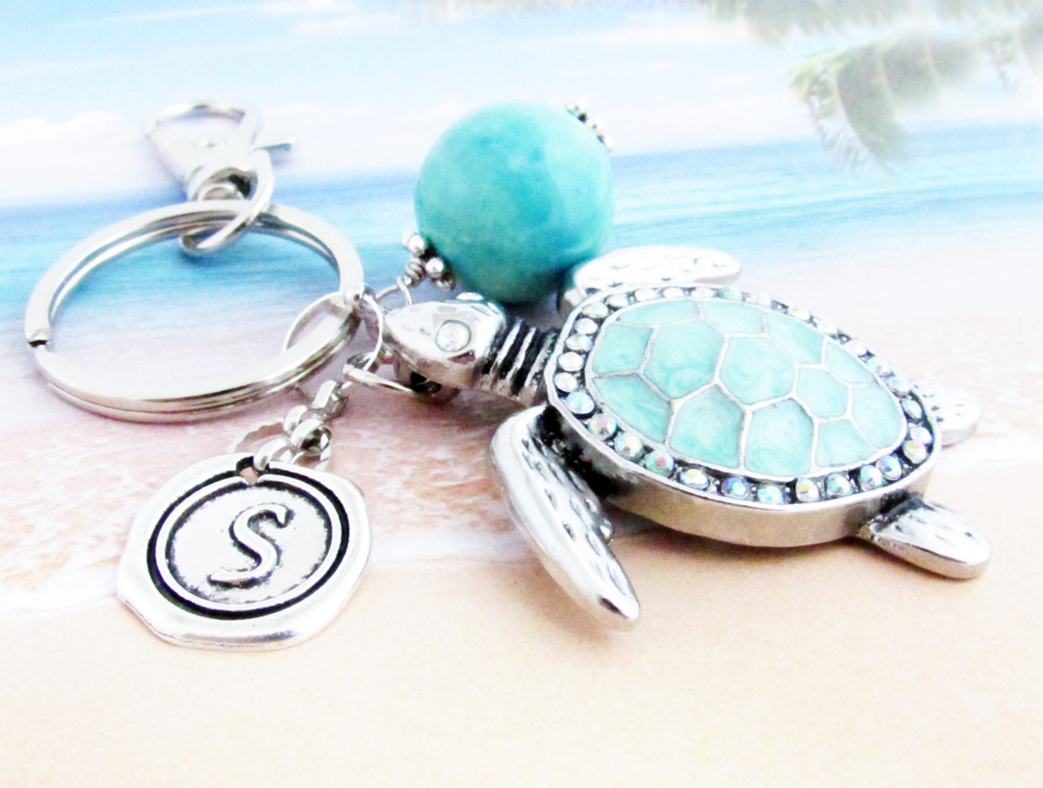 Sea Turtle Keychain Turtle Keyring Beach Keychain Car