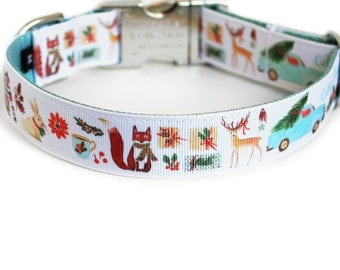 Christmas Dog Collar for Girls or Boys, Christmas Tree, Hot Cocoa, Small Dog Collar, Can Be Personalized, Gift Box- Cottage Christmas