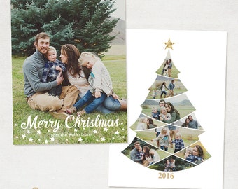Christmas Card Template - for Photographers and Personal Use - 5x7 Holidays Photo card Template - Christmas Tree -031 - ID251
