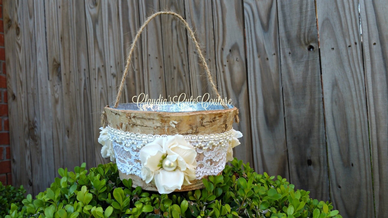 Birch Bark Basket Flower Girl Basket Wedding BasketBirch
