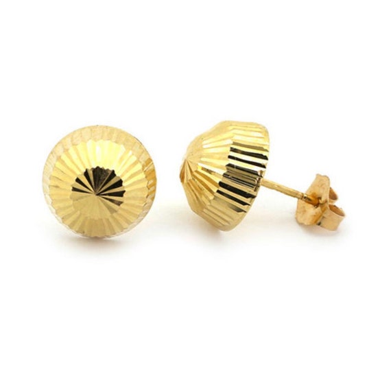 14Kt Yellow Gold Half Ball Stud Earrings by ElizabethJewelryInc