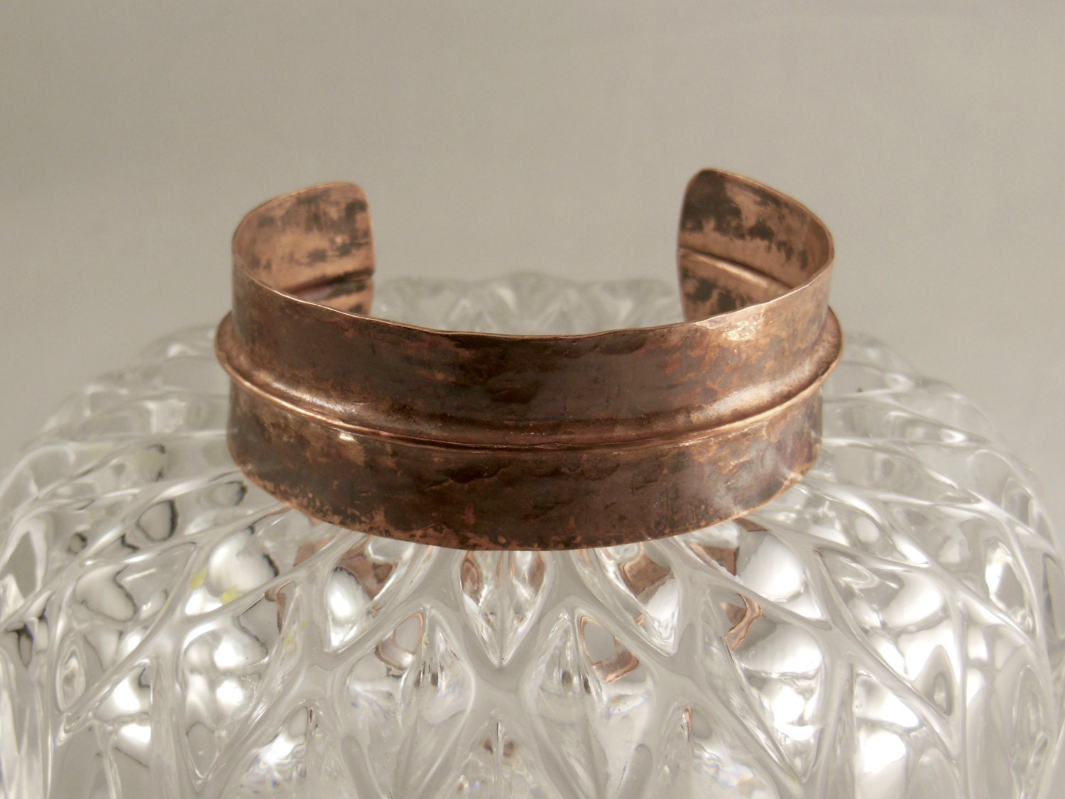 Copper Cuff Bracelet Form Folded and hammered with an by StudioJ9