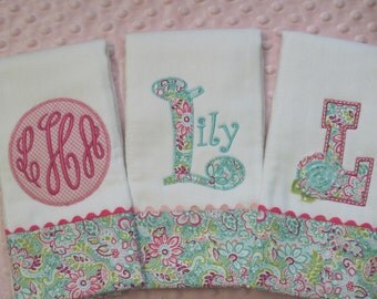 Personalized Baby Girl Burp Cloths