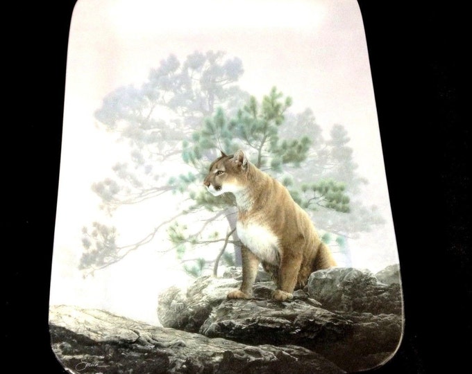 Bradford Exchange Rectangular Plates, Natures Harmony Wolf and Mountain Lion Set of 2 Limited Edition Plates