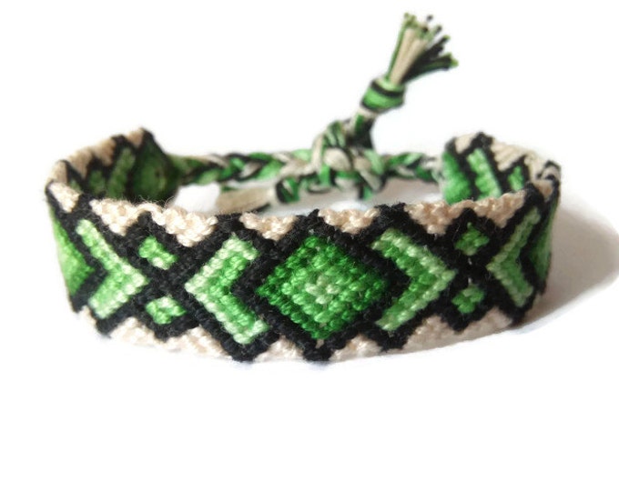 Friendship Bracelet, Macrame, Woven Bracelet, Wristband, Knotted Bracelet - Wide Green Ombre Bracelet