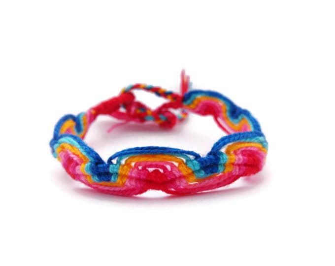 Friendship Bracelet, Macrame, Woven Bracelet, Wristband, Knotted Bracelet - Rainbow Waves, Peruvian Bracelet