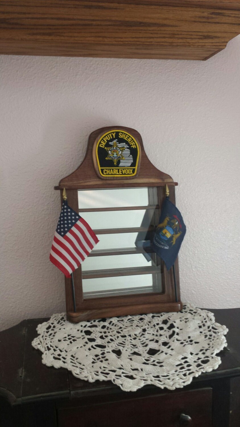 CHALLENGE COIN POLICE display oak or walnut frames custom