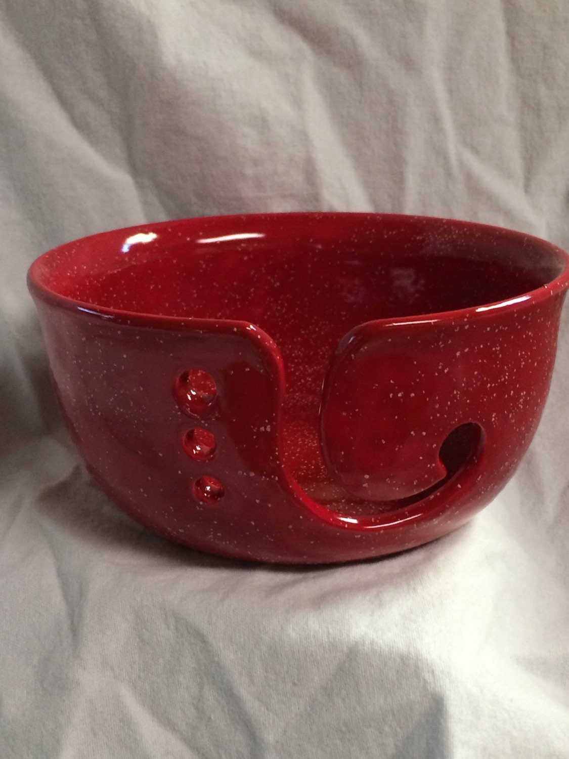 A beautiful large yarn bowl with 3 holes by GiftwarebySDesigns