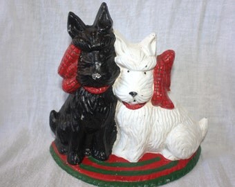 Vintage Cast Iron Door Stop Pair of Scotties