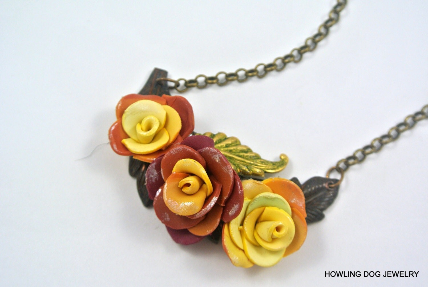 Roses Necklace Handmade Roses Floral Necklace Floral