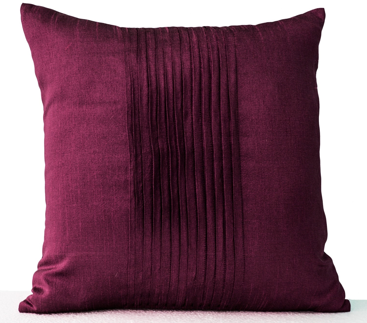 Purple Throw Pillow Cover Faux Silk Pleat Decorative Pillow