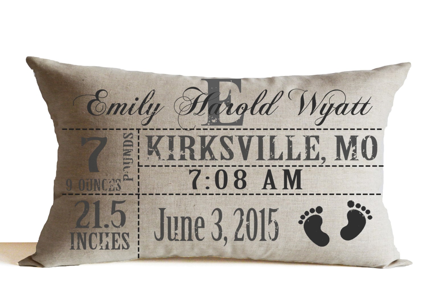 Birth Stats Pillow Cover Baby Stat Personalized Throw Pillow