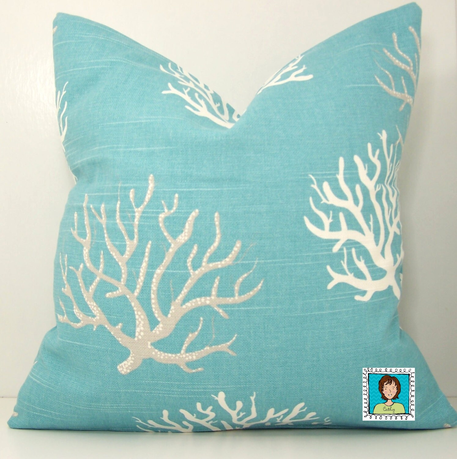 Beach DecorCoastal Blue Pillow Cover Euro.Sham Lumbar18 x