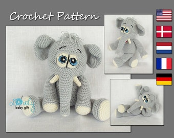 Crochet Toy Pattern, Amigurumi, Stuffed Animal Crochet Pattern, Amigurumi Elephant Pattern, CP-131
