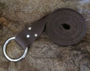 Chocolate brown bull hide leather ring belt for medieval garb #1154 series A-G